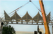 Tensile Fabric Assembly with Tall Crane