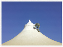 Tensile Fabric Canopy Roof Construction at Food Court, Raipur