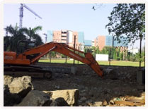 Tensile Roof Construction work at University Stadium, Patna